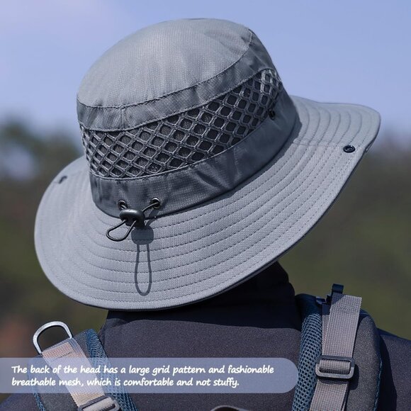 Fishing Hat, + Wide Brim Sun Hat for Men Women, UV Protection Hiking Beach Bucke - Picture 6 of 6